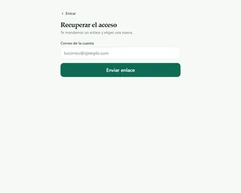 Pantalla de recuperación de contraseña