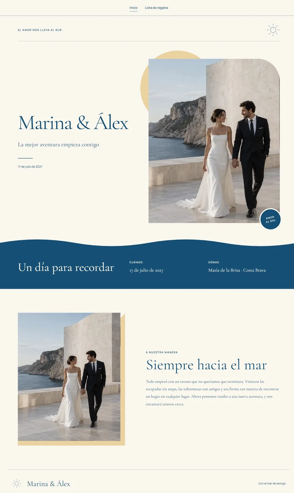 Vista del diseño de boda Mediterránea