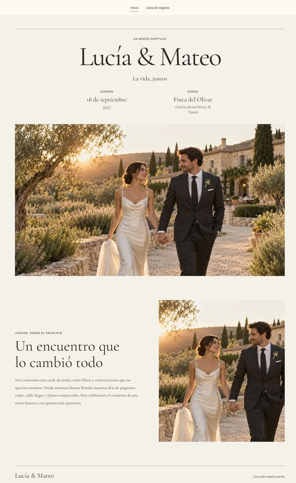 Vista del diseño de boda Editorial