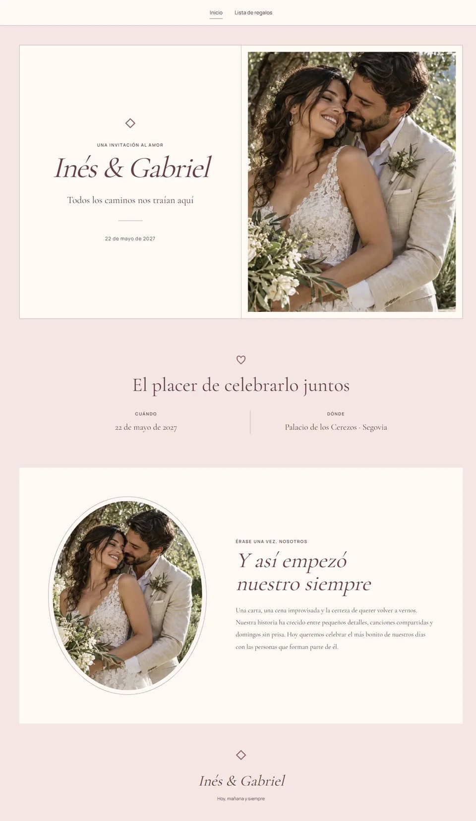 Vista del diseño de boda Romántica
